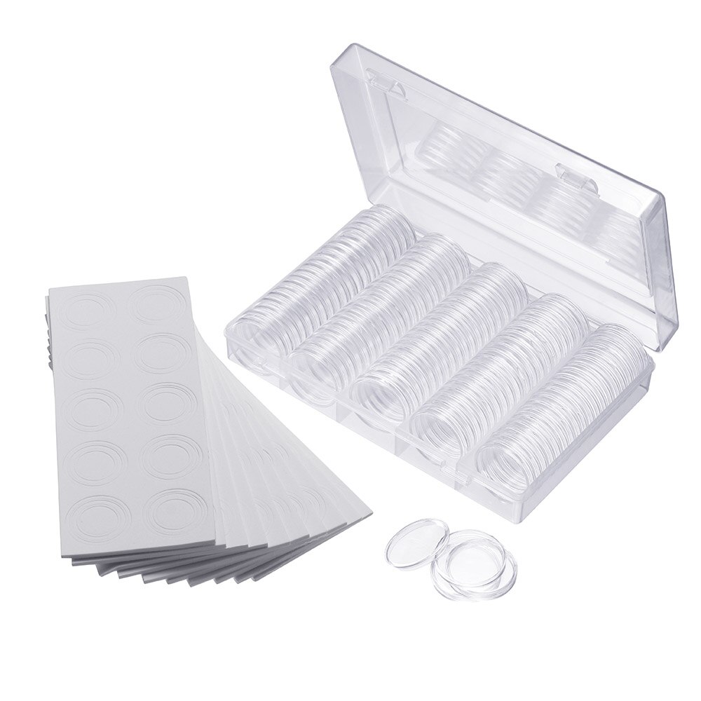 100 Stks/set Diameter 30Mmplastic Clear Capsule Collection 16/20/25/27/30/38/46 Coin opbergdoos Ambachten Containers Opslag: with EVA pad