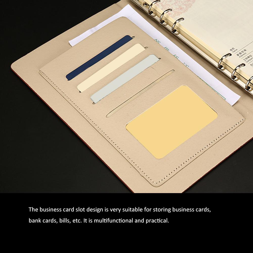 Three-folded Business Notebook Loose-leaf Notepad Business Faux Leather A5 Writing Notebook With Card Pocket Pen Cover