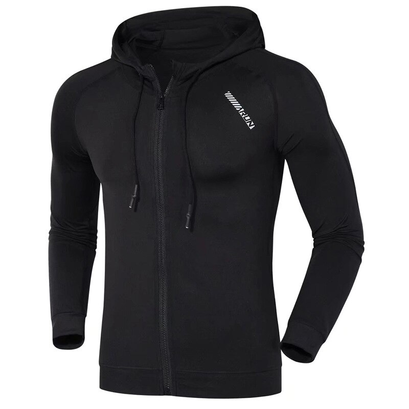 Chaqueta de entrenamiento para hombre, ropa deportiva con capucha, cárdigan para correr, cortavientos de secado rápido, Sudadera con capucha de manga larga para gimnasio