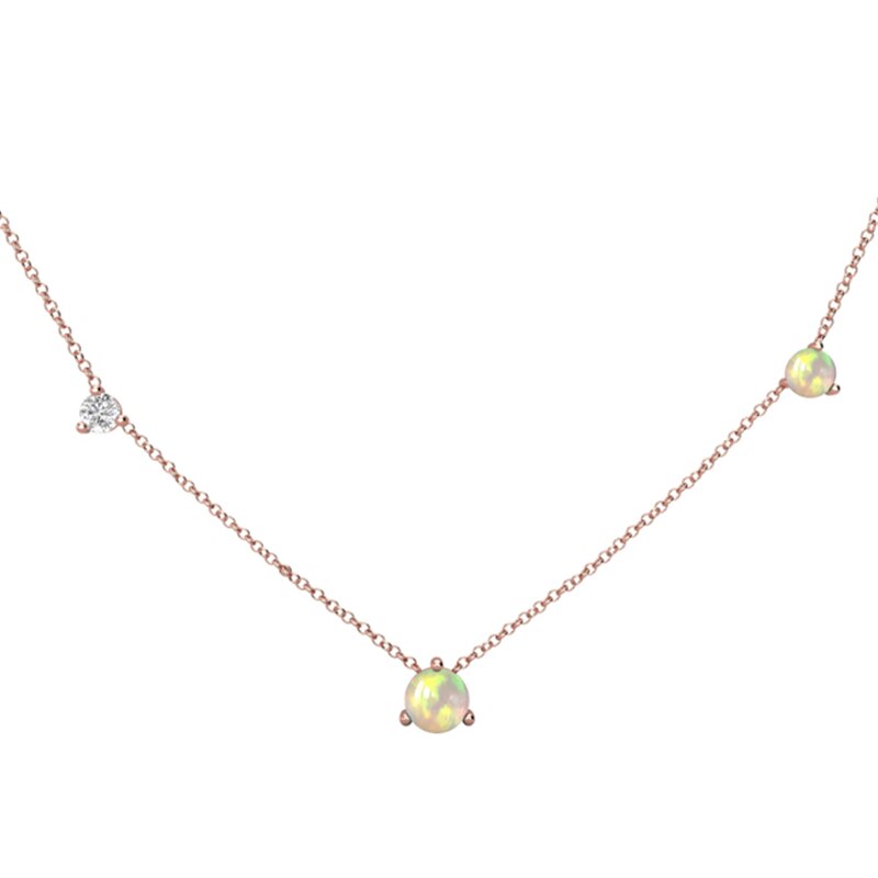 Rose Gold Chain Choker Necklace Women Girls Fire Opal Necklace Cubic Zirconia Necklaces Jewelry Birthday ketting C40: Rose Gold Color