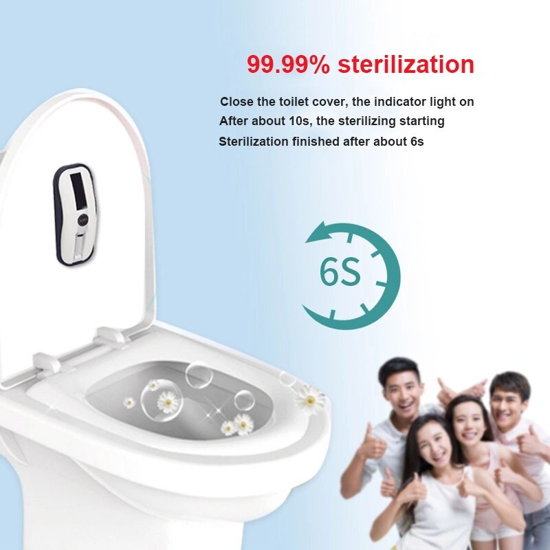 Intelligent Toilet Sterilizer UV Light Disinfection Rechargeable Solar Power Automatic Toilet Lid Sterilizer Bathroom Accessory
