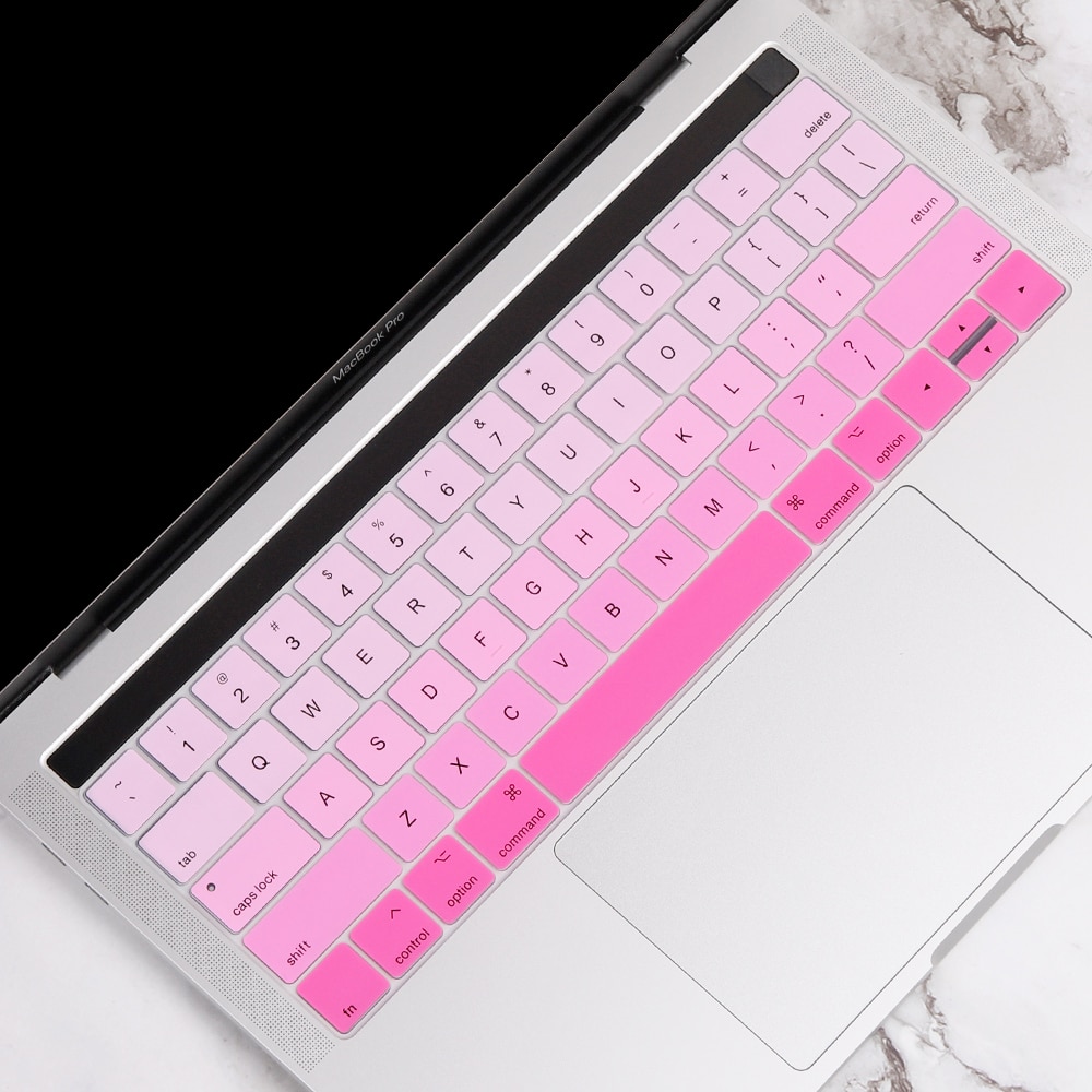 Ons Gradiënt Kleurrijke Silicone Toetsenbord Cover Skin Voor Macbook Pro 13 15 Inch Touch Bar A2159 A1989 A1990 Toetsenbord protector: Gradient Pink