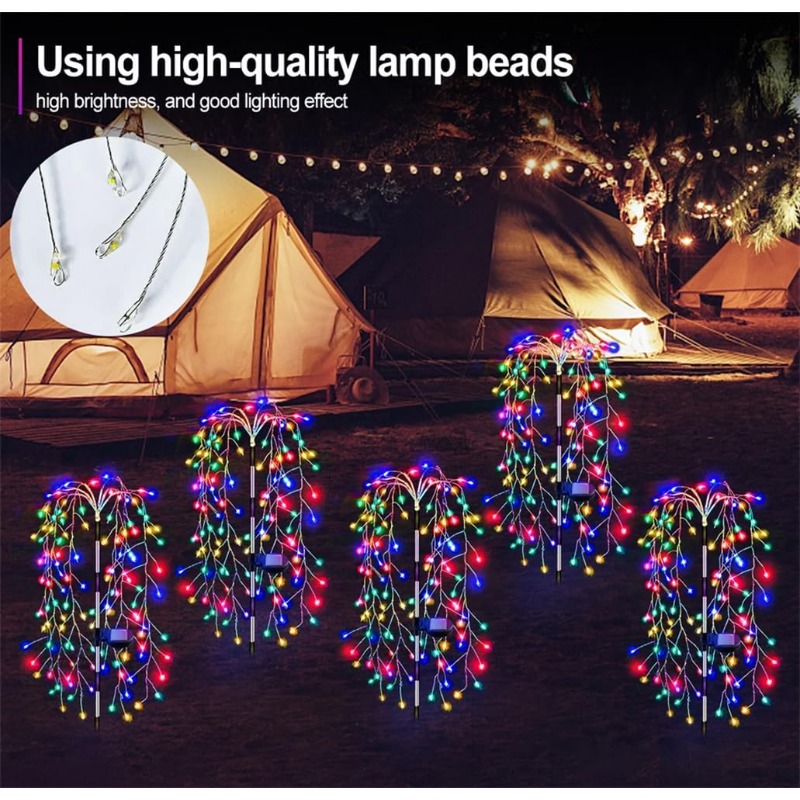 120/160/200 led soldrevne hagelys piletre fyrverkeri lys utendørs vanntett levende svaiende lys for terrasse