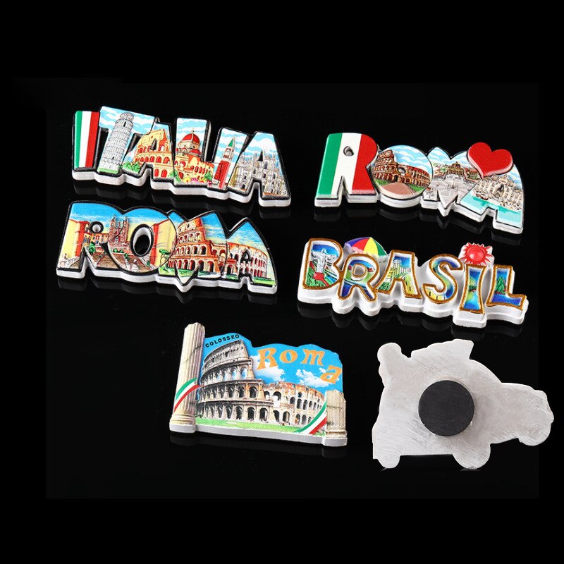 Imanes creativos de nevera de Italia Roma, recuerdo de Turismo, artesanías talladas, pegatina de resina 3D para refrigerador de viaje, pegatinas para tablero de mensajes