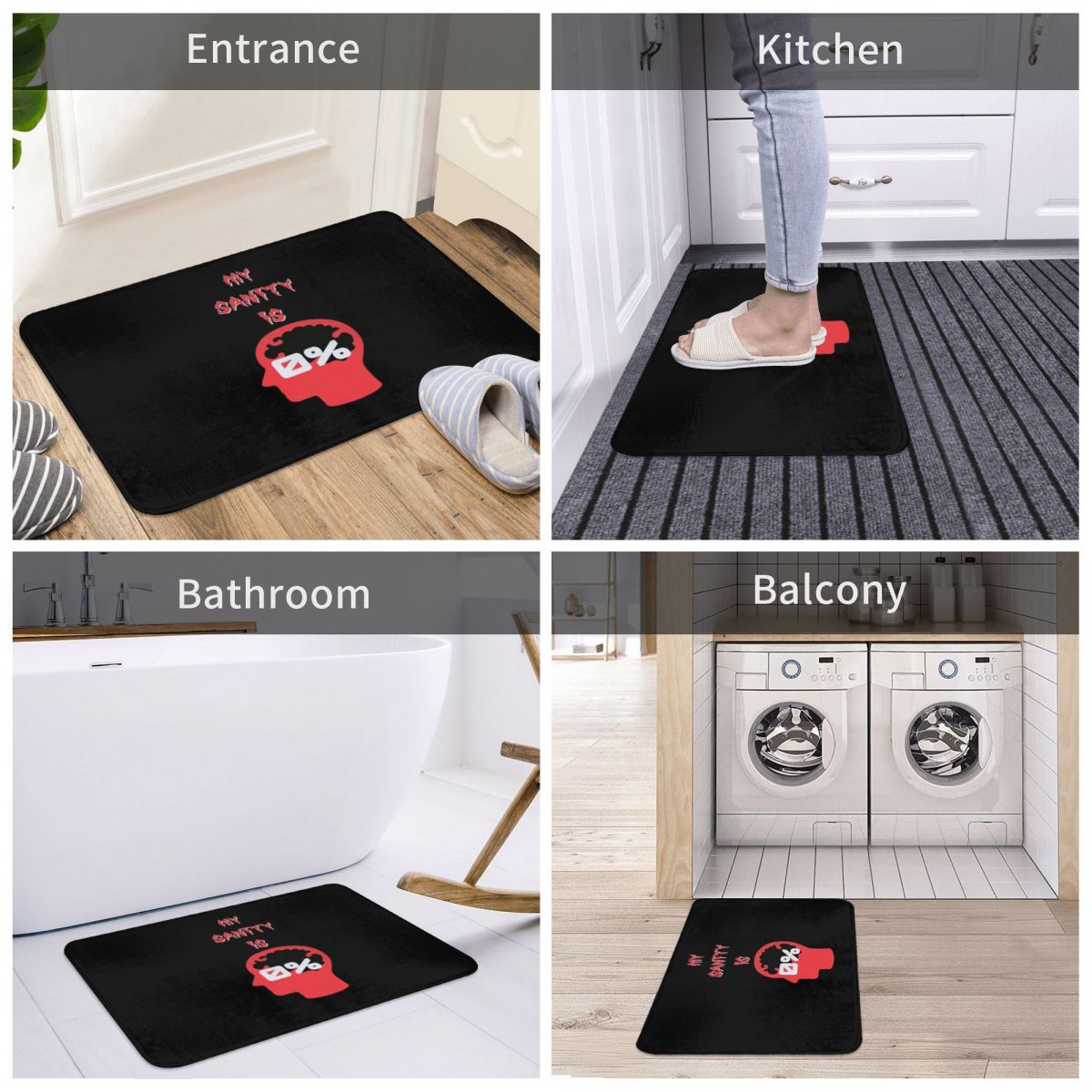 Mijn Sanity Is 0% Phasmophobia Polyester Deurmat Tapijt Tapijt Mat Voetzool Antislip Washableentrance Keuken Slaapkamer Balkon Cartoon