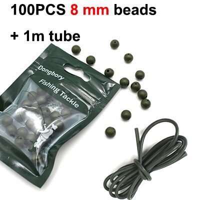 100 stk karpefiskeri tilbehør kit chod perler helikopter rig ringe silikone rør perle til karpe fiskeri hår rig terminal grej: 100 stk 8mm perler