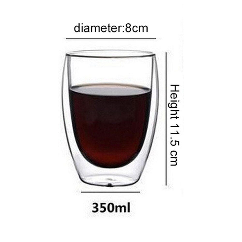 Coffee Cup 80ml/250ml/350ml/450ml ​Shot Glass Tea Drink Health Regimen Double Layer Egg Line ​Coffee Cup Heat Resistant Mug: 350ml