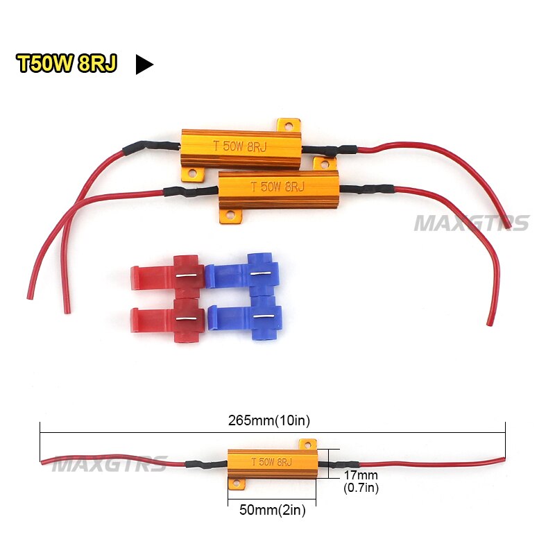 4x Universal Add-on 50W 6 8 ohm LED Load Resistor Car Led Light Bulbs Fix Error Free Canbus Cancel Decoder Turn Signal Blinker