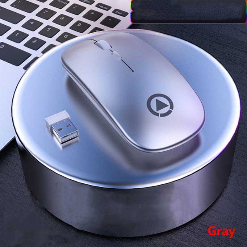 Draadloze Muis Computer Bluetooth Muis Stille Mause Oplaadbare Ergonomische Muis 2.4Ghz Usb Optische Muizen Voor Laptop Pc: 01 Gray