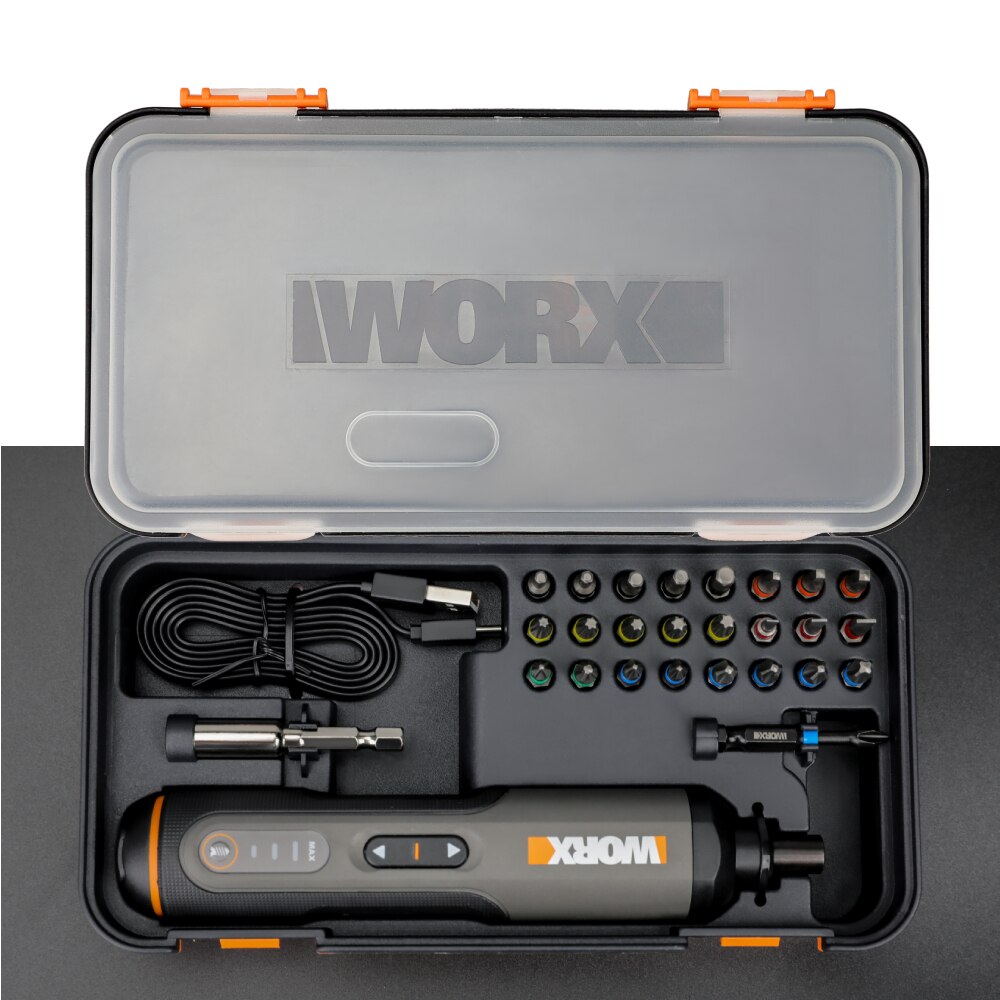Mini Set di cacciaviti elettrici Worx 4V WX240 cacciaviti elettrici a batteria intelligenti impugnatura ricaricabile USB con trapano a 26 punte
