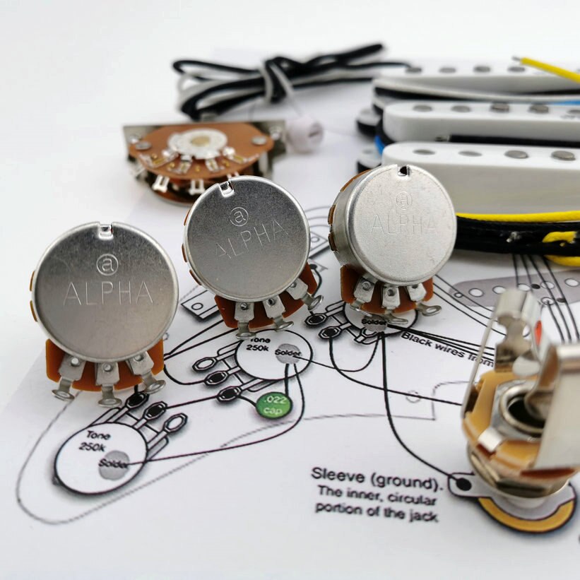 Wilkinson Wvs 60's Alnico5 Sss Single Coil Gitaar Pickups Met Alpha 250K Koperen As Bedrading Kit Voor-Stra /1 Set