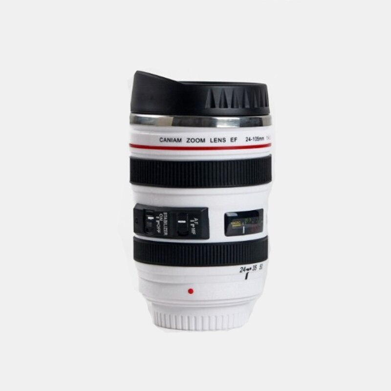 SLR caméra lentille en forme de café thé bière tasse 400 ML nouveauté tasses et tasses avec couvercle sans BPA: Five white
