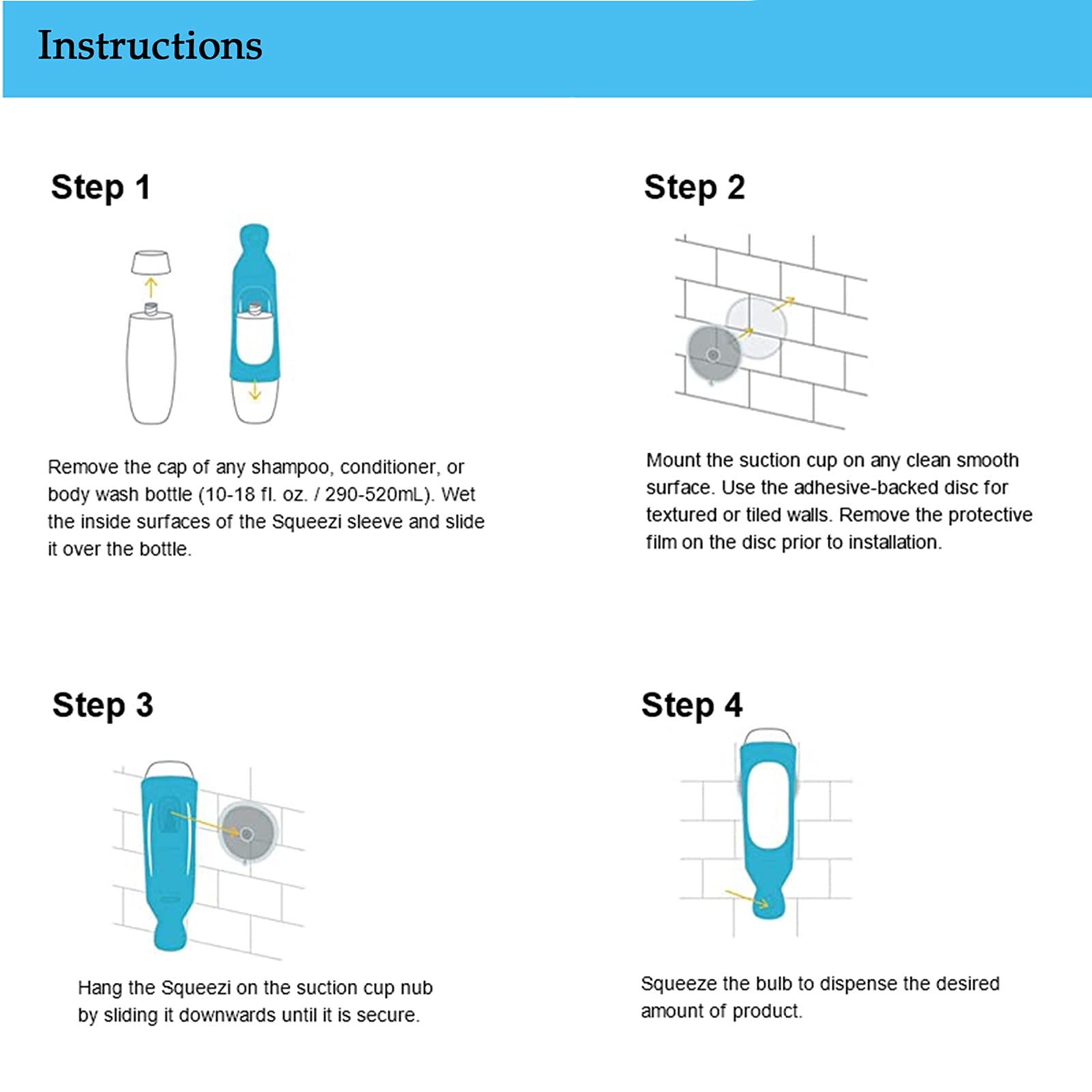 Shower Squeeze Dispenser Shampoo Squeeze Bottle Leak Proof Silicone Squeeze Dispenser Hook Silicone Soap Dispenser Leak Proof