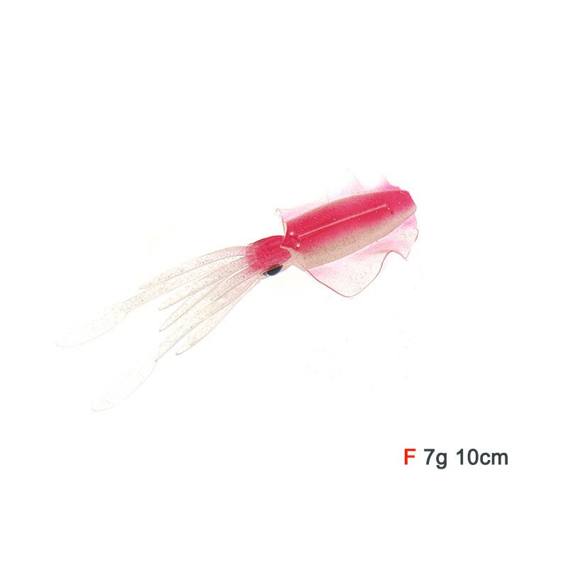 1pc Fishing Soft Squid Lure 7g 10cm Luminous/UV Squid Jig Fishing Lures For Sea Fishing Wobbler Bait: F