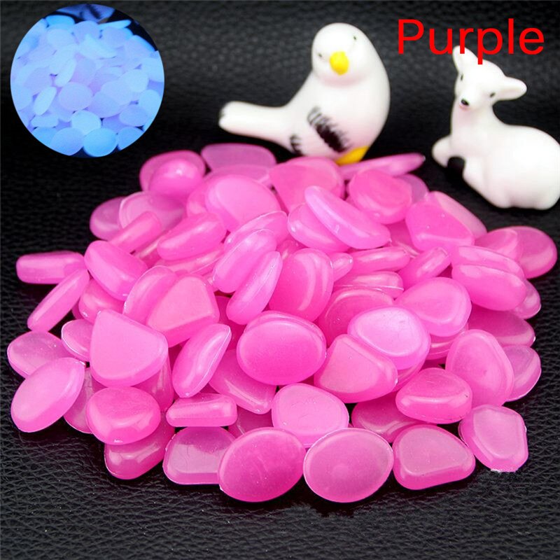 ! 10pcs/lot Luminous Pebbles Rocks Garden Ornaments Stone Glow In The Dark Garden For Walkways Fish Tank Decorations: Purple