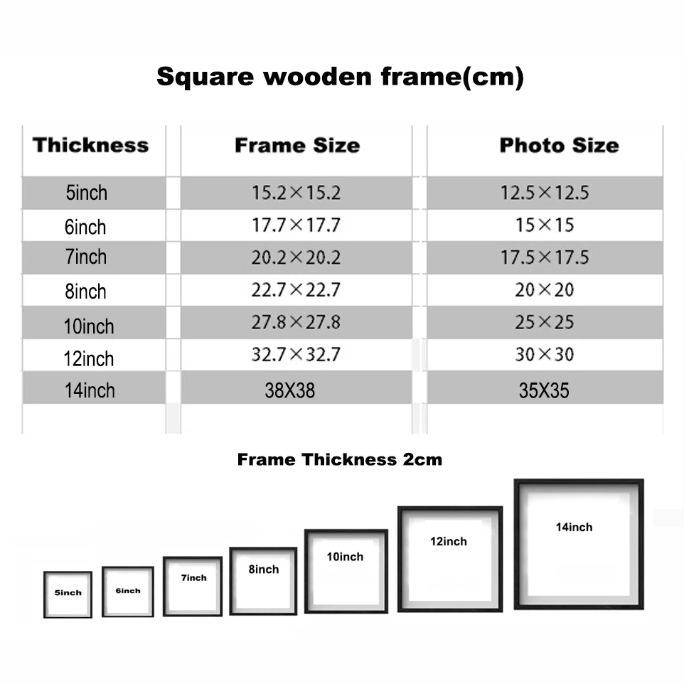 Wooden Nature Square Picture Frame,Plexiglass Include Poster Photo Frames For Wall Hanging Photo Frame 30X30 35X35cm