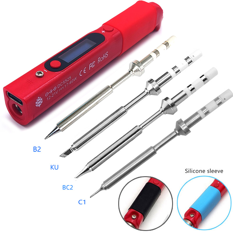 Pine64 Intelligent Constant Temperature Type-C DC5525 Portable Electric Mini Smart Soldering Iron Pinecil B2 BC2 KU C1 Tip