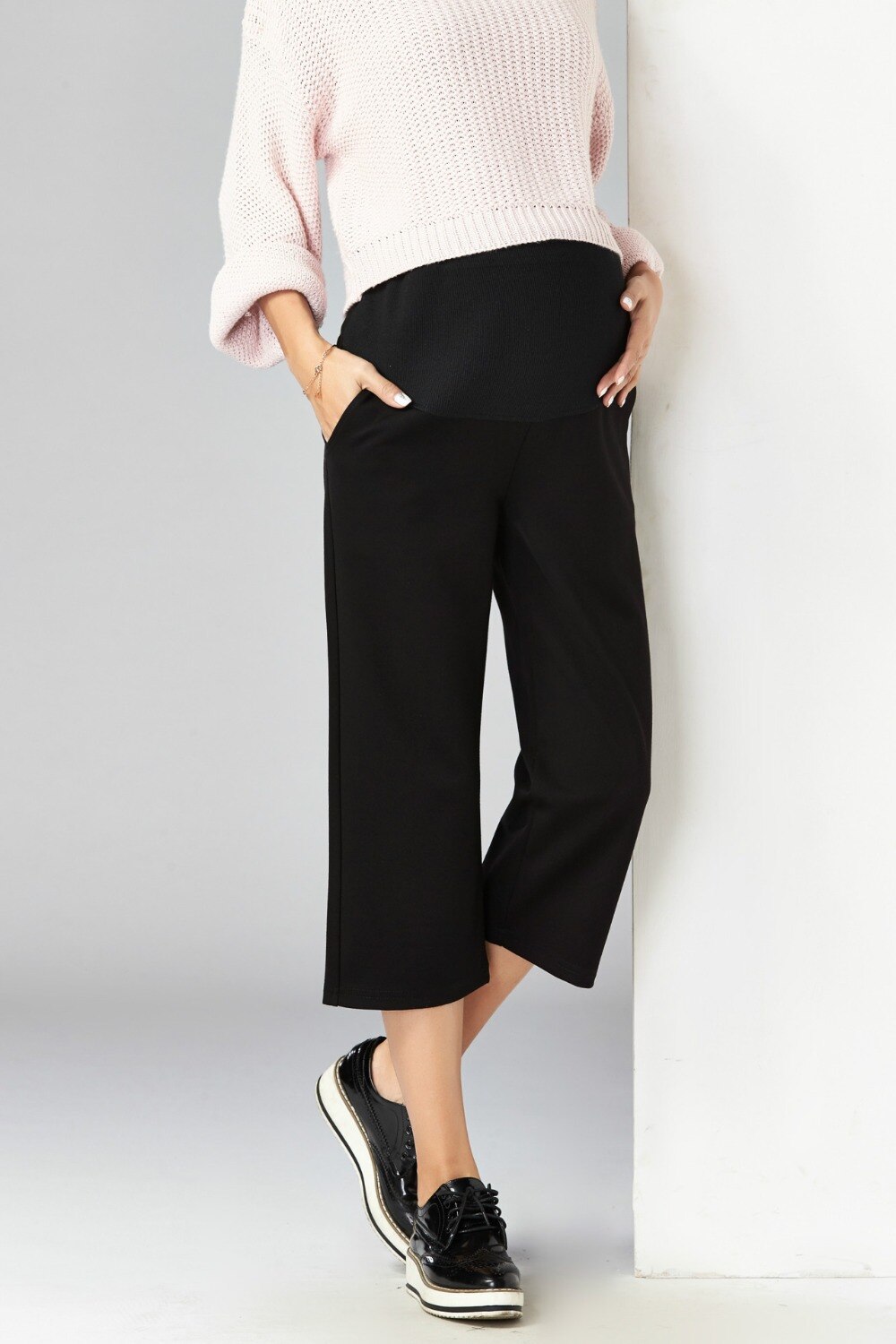 Women's Maternity Pants Work Office Wear Casual Flare Leg Loose Trousers Over The Belly Pregnancy Pants Capris Pregnant Clothing