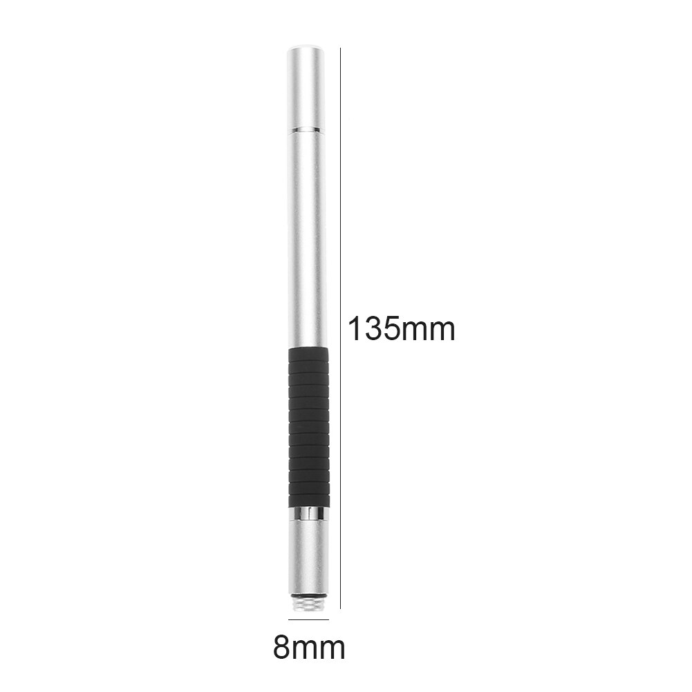 2 in 1 Stylus Ballpoint Pen Pencil Rubber Grip Disc Screen Pen Stylus Tablet Phone Universal for Touch Screens: Silver