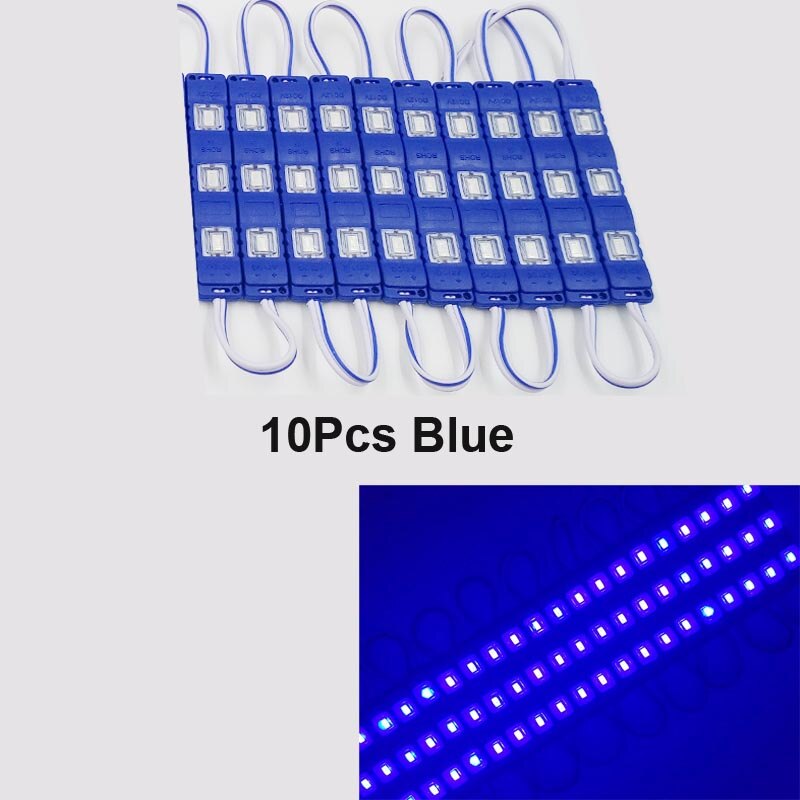 20ps 10ps ip65 5730 3 led modul vandtæt varm hvid, ren hvid, rød, grøn, blå, pink, gul sprøjtestøbningslys til  dc 12v: 10 stk blå