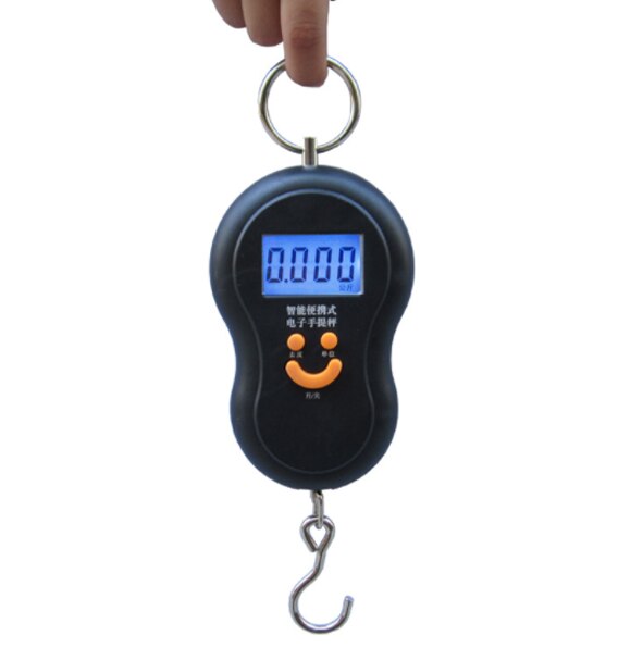 Oauee 50kg mini digital vægt til fiskebagage rejsevægtning køkken stålgård hængende elektronisk krogvægt kg/lbs/jin/oz: Sort