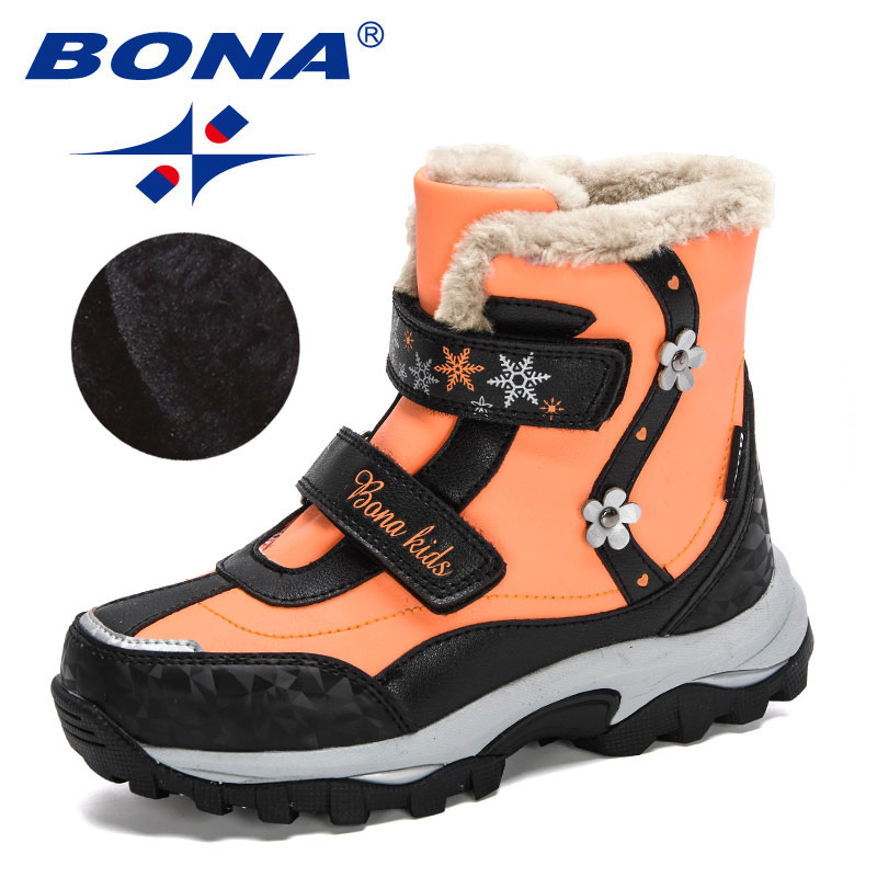 BONA – bottes de neige en peluche pour enfants, chaussures d'extérieur durables, antidérapantes, à mi-mollet, pour filles et garçons, collection hiver