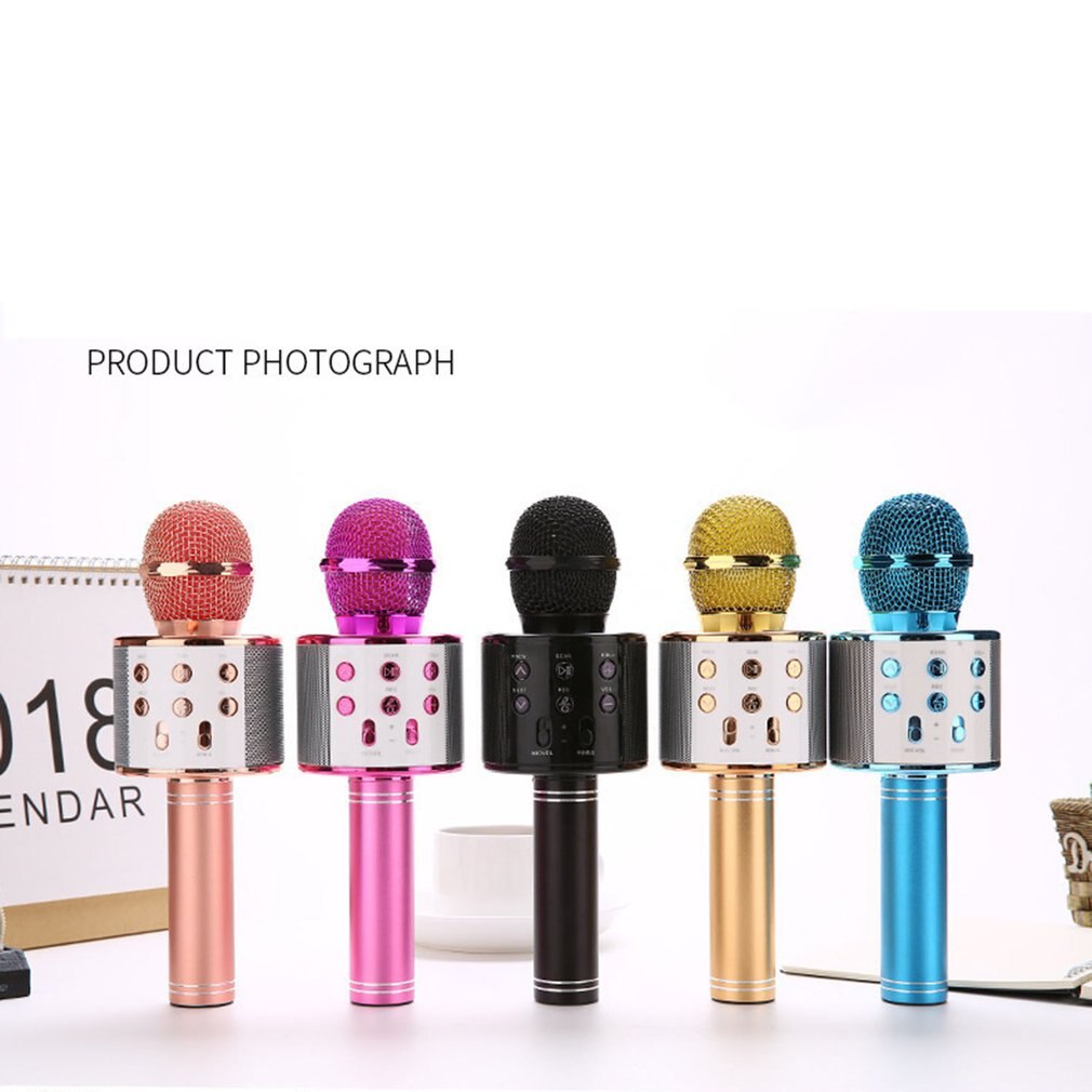 KTV Wireless Karaoke Microphone Bluetooth Handheld Portable Speaker Home KTV Player with LED Lights Christmas Birtay Home Party
