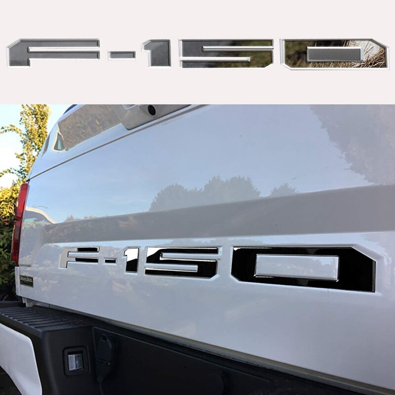 Lijm F150 Achterklep Insert Overlay Letters, 3D F150 Embleem, achterklep Decal Letters Voor F150 (Chrome)