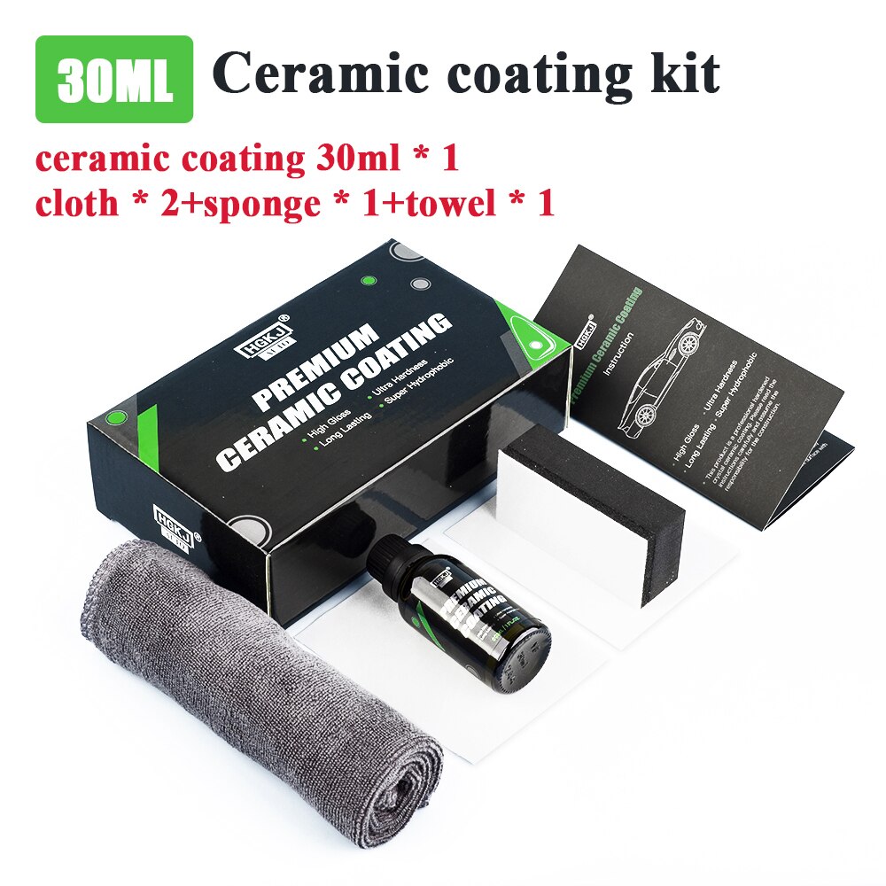 Hgkj 9H Anti-Scratch Auto Ceramic Glass Coat Liquid Hydrophobic Paint Care Super Hydrophobic Glass Coating Set Nano Materials: Ceramic Coating 30ML