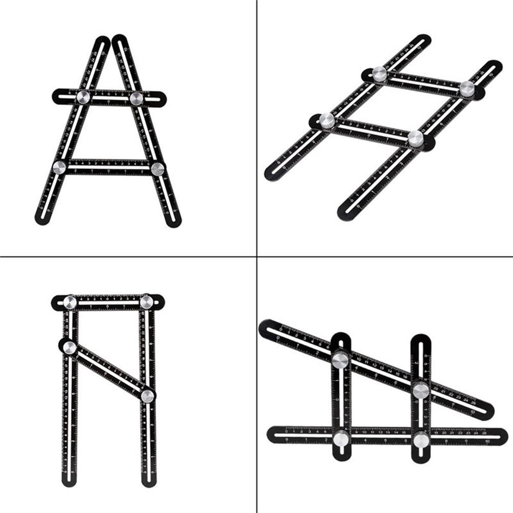 Regla de medición de ángulo múltiple, herramienta de construcción, localizador de guía de perforación de azulejos, buscador de regla de ángulo de aleación de aluminio, 12 pliegues