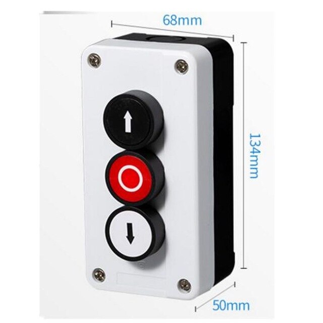 Start stop zelfsluitende waterdichte schakelaar noodstop industriële houvast control box Met pijl symbool: 3 up down and stop