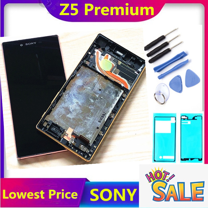 Erilles Originele Voor Sony Xperia Z5 Premium E6853 E6883 E6833 Lcd-scherm Met Touch Screen Digitizer Vergadering Lcd Met Frame