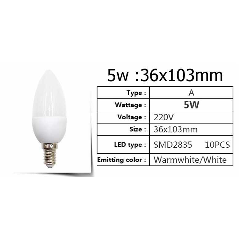 ledet stearinlys lyspære 5w Tips boble hale krystall lysekrone spesial  e14, Tips boble (kald hvit 220v)