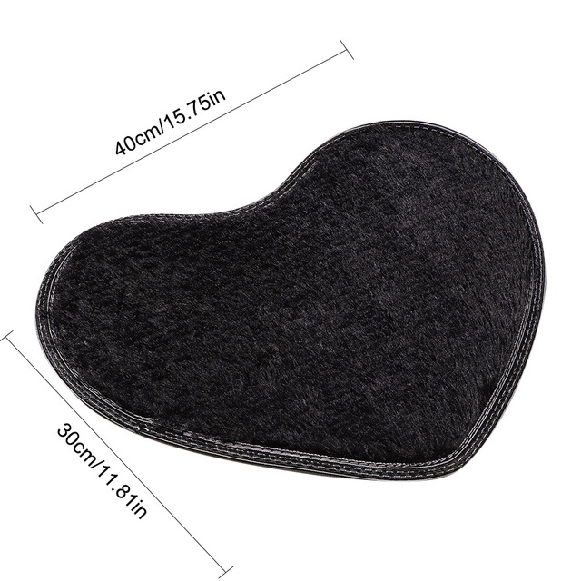 1pcs Floor Mats Cute Heart Shape Carpet Non-slip Shaggy Carpets Kitchen Bathroom Rugs Home Decor 30x40cm: black