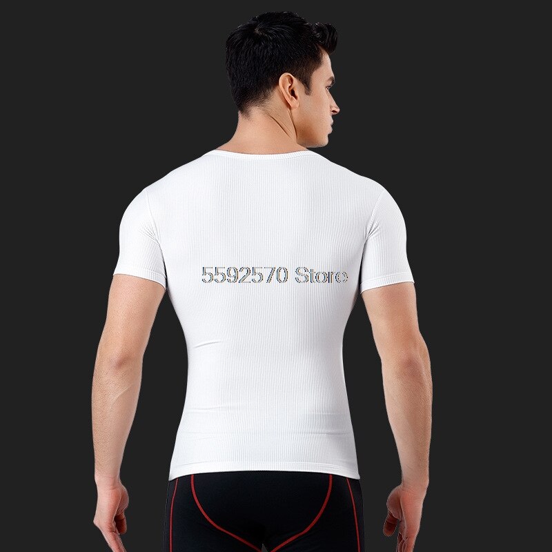 Mannen Borst Tummy Shirt Corset Mannelijke Buik Buik Voor Corrector Compressie Body Building Slanke Ondergoed Shapewear Zwart Wit