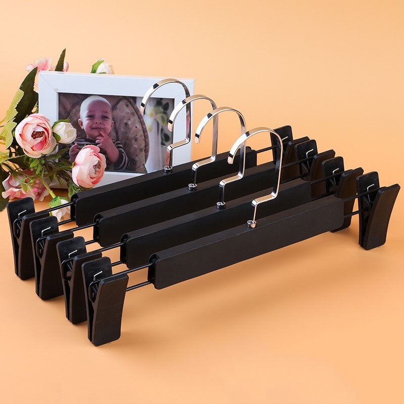 Neue 10 stücke Hosen Aufhänger Closet Organizer Hosen Kleiderbügel Flache Haken Rock Unterwäsche Aufhänger Kleidung Rack Trocknen Kleiderschrank Lagerung: BLACK