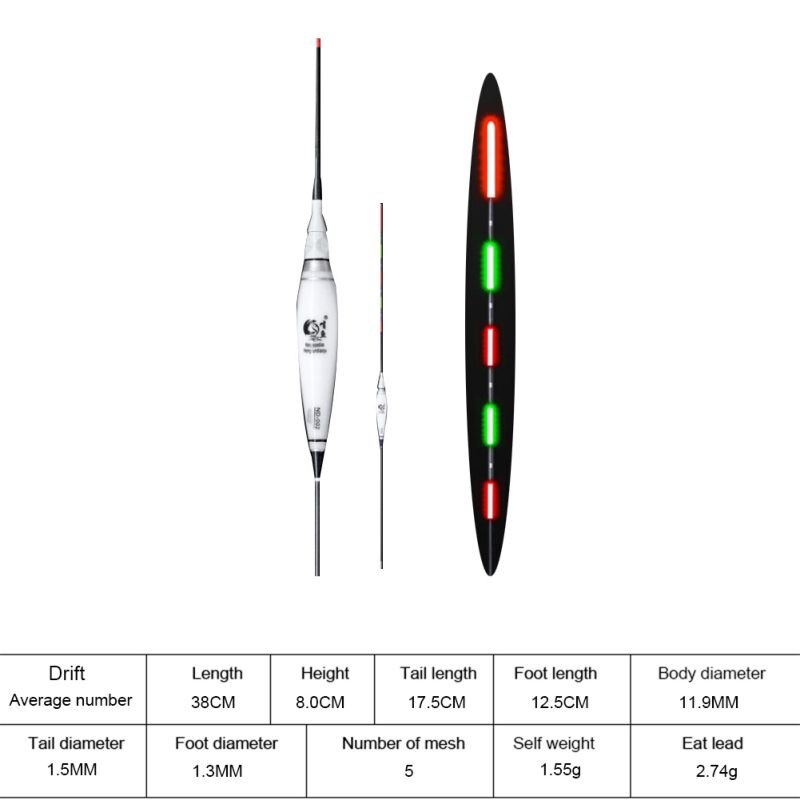 Smart Fishing Float Bite Alarm Fish Bite Bait LED Light Color Change Automatic Night Electronic Changing Buoy winter fishing: A2