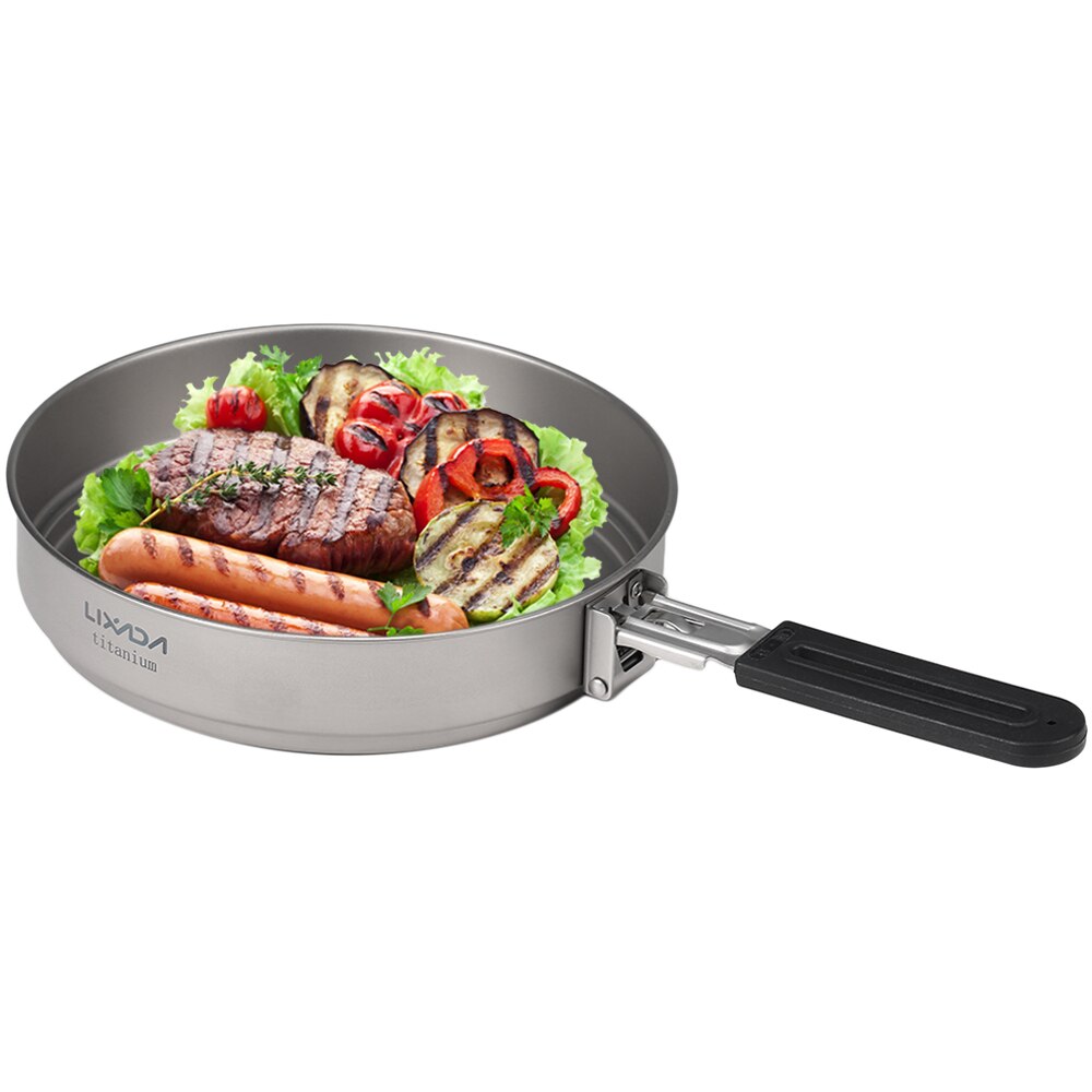 Lixada Vouwen Titanium Pannenset 2.8L Opknoping Pot 1.1L Pan Voor Outdoor Wandelen Picknick Koken Camping Apparatuur Servies