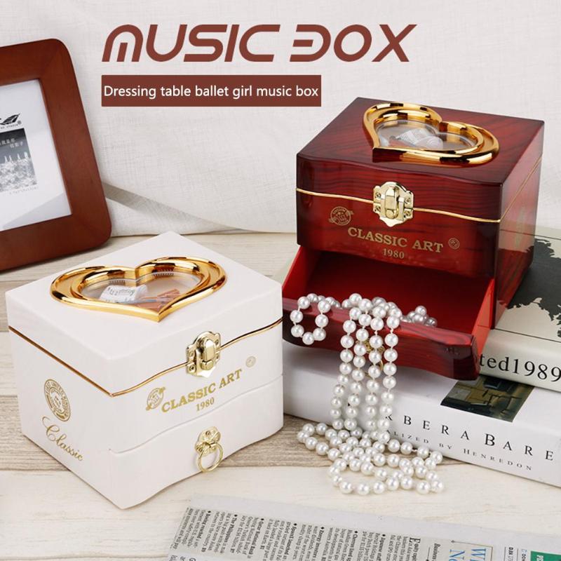 Classic Rotating Dancer Music Box Clockwork Hand Crank Music Box Women Jewelry Boxes Necklace Ring Storage Organizer Drawer