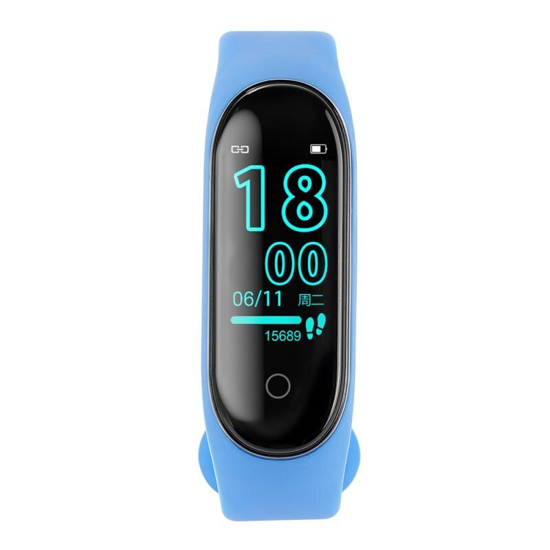 Smart Watch uomo donna pedometri Fitness impermeabile pressione sanguigna cardiofrequenzimetro braccialetto Fitness orologi intelligenti Android IOS: Blue