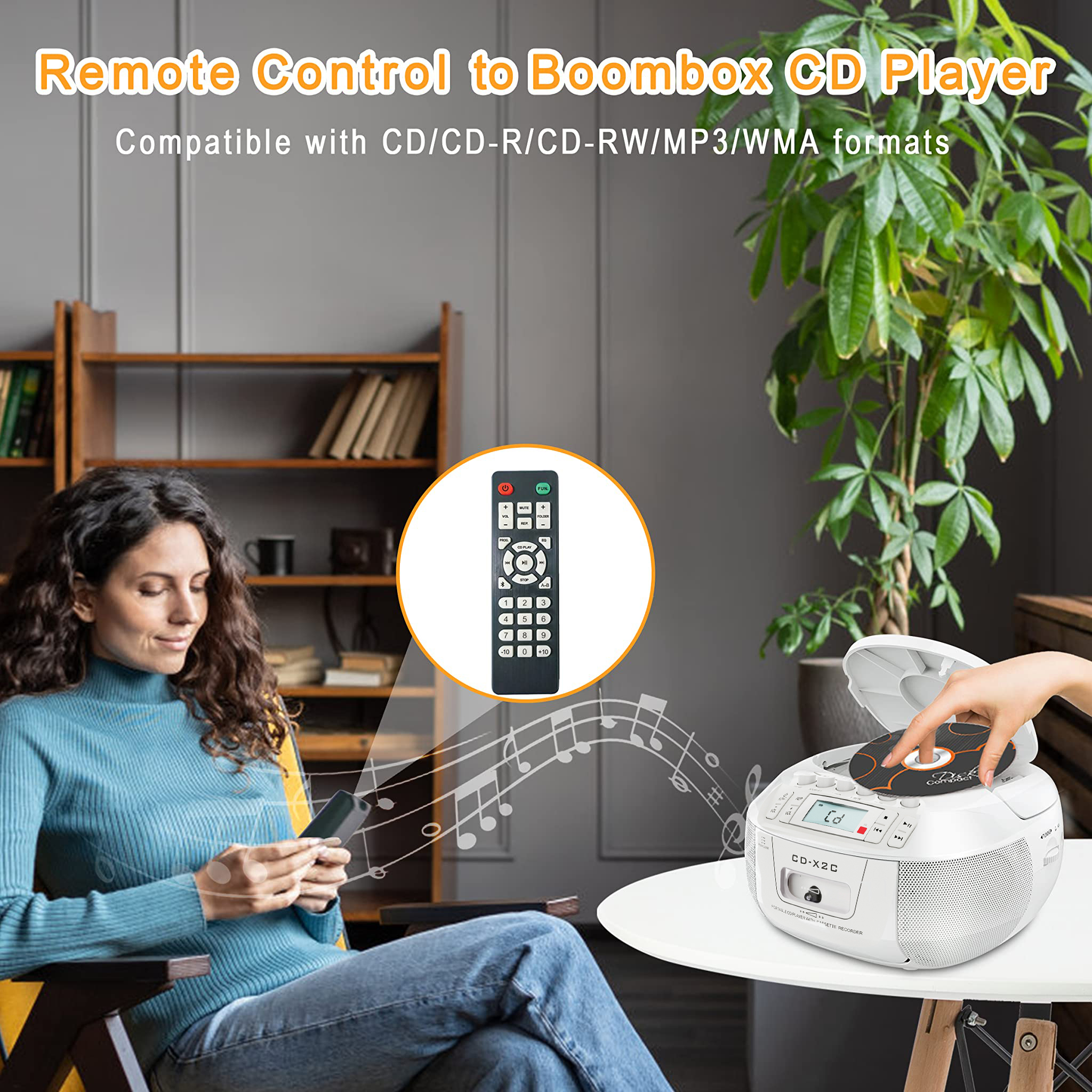 Combo boombox de casete de CD con radios Bluetooth y AM FM, grabadora de cinta de CD portátil con USB, alimentación CC CA