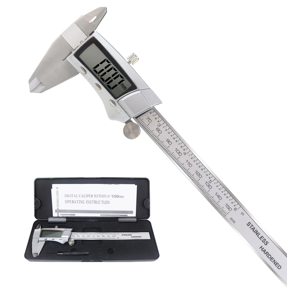 Stainless Steel Digital Caliper LCD Display 150mm Electronic Vernier Calipers Ruler Measuring Tool with Retail Box