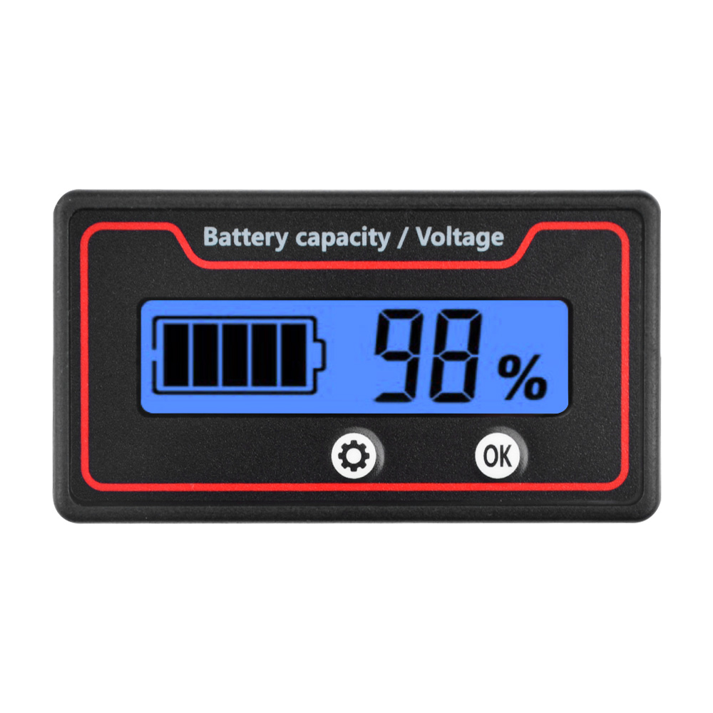 Batteriekapazitätsanzeige DC 9V-100V Batteriemessgerät 12V 24V 48V Batterieleistungsprozentsatz Spannungsanzeige Messgerät Anzeige: Gelb