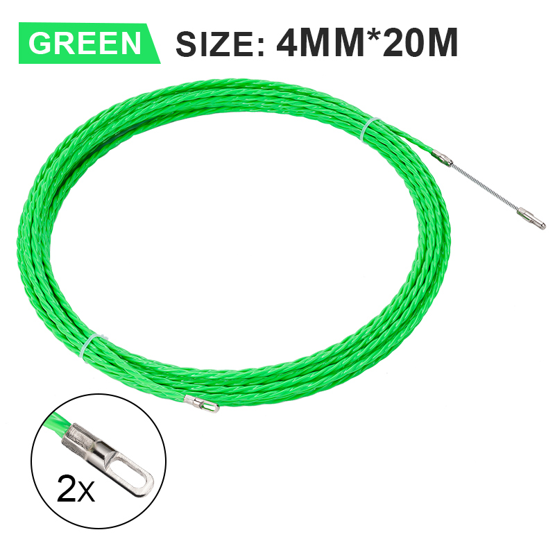 Extractor de Cable de 4mm, 5/10/15/20/25/30/40/50M, conducto de fibra de vidrio, cinta de pescar, Cable eléctrico, guía, dispositivo, herramienta de ayuda: Negro