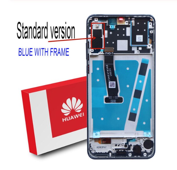 100% Original 6.15 ''IPS Display mit rahmen für Huawei P30 Lite Nova 4e LCD Touch Screen Digitizer MAR-LX1 LX2 AL01 Reparatur Teile: Standard Blue