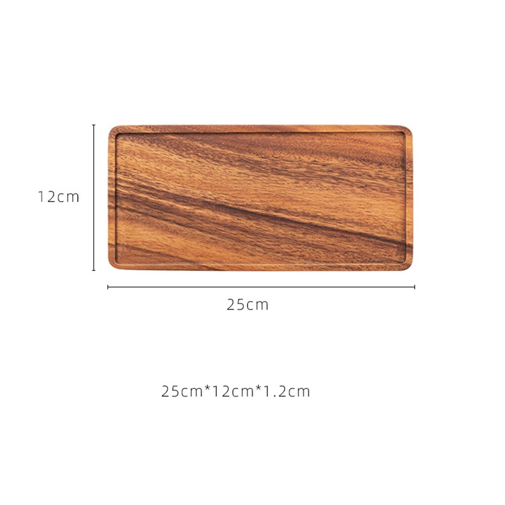 Zwart walnoot hele hout rechthoekig dienblad fruit snackschotel houten plaat vriendelijke opbergbak Kungfu thee dienblad (kleur: 13x25cm