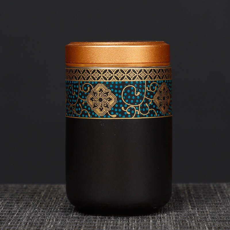 Painted Mini Ceramic Storage Jar Exquisite Portable Travel Tea Pot Alloy Lid Sealed Candy Jar Storage Bottle Decoration: F