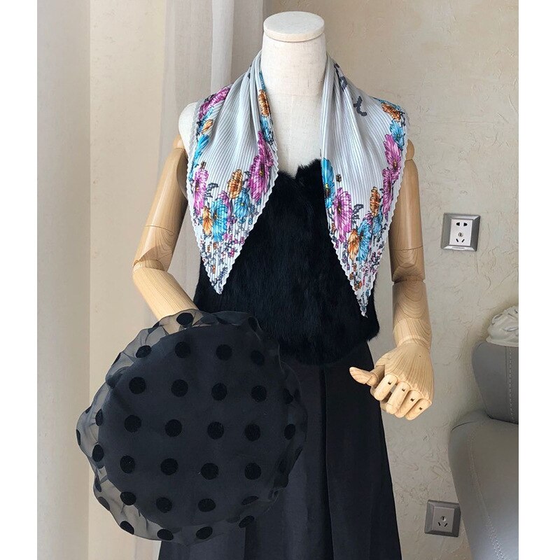DVLWS gros soie-like femmes foulard plissé petit carré léopard imprimé écharpe cheveux bande décoration femmes écharpe: Gris