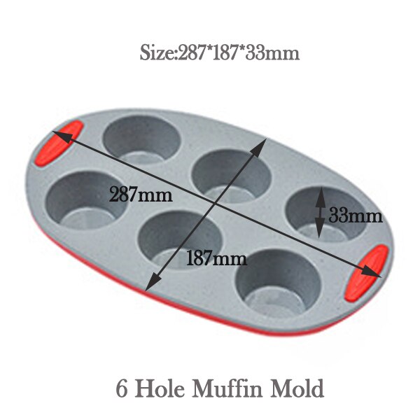 EPASUN Siliconen Bakvorm Cakevorm Toast Chiffon Muffin Bakvorm Bakken Schotel Taart Pannen Vorm Bakvormen Tray Bakvormen Gereedschap: 6 Hole Muffin Mold