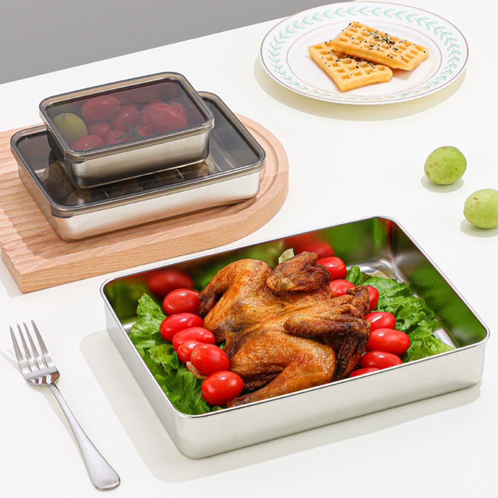 Refrigerator Stainless Steel Cheese Container Elevated Base Fridge Deli Meat Storage Box Kitchen Food Storage Container